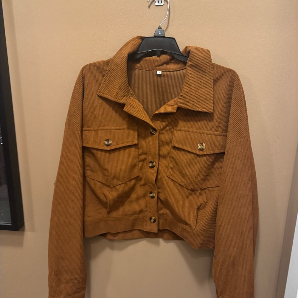 Women's Tan Corduroy Utility Jacket